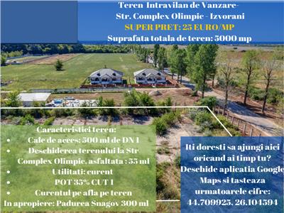 Izvorani- teren Intravilan de Vanzare- 5000 mp, 19Euro/mp, Padurea Snagov