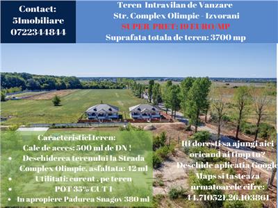 Izvorani- teren Intravilan de Vanzare- 3700 mp, 19Euro/mp, Padurea Snagov